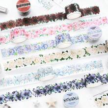 2m/Rolle Dekorative Washi Tape mit Blumenmotiv, kreative ästhetische Aufkleber, DIY Scrapbooking Bastelbedarf, Geschenke, personalisierte Planer Schulbedarf