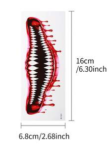 4 hojas de tatuajes temporales de terror de Halloween, tatuajes temporales impermeables, diseño de fauces y dientes densos de monstruos aterradores, de un solo uso, accesorios para festivales, adecuados para accesorios de adultos para maquillaje de fiesta, accesorios para rave