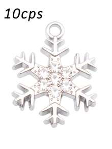 10pcs Silvery Color Christmas Snowflake Charms Pendant For Jewelry Making Necklace Key Chain DIY Accessories Bracelet Handmade - Silver - View 6