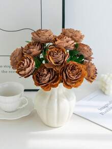 1/3/12 piezas Flores artificiales de peonía, flores de seda falsas para el Día de la Madre, San Valentín, centros de mesa de boda, fiesta nupcial, decoración de mesa de comedor, hogar, fiesta de cumpleaños, 29 cm/Sin jarrón