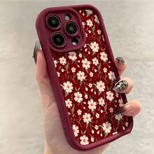 红色雏菊图案手机壳，兼容 16 Pro Max、16 Pro、11 Pro Max、15、14 Plus、13、12、16、XS Max、15 Pro、XR、15 Pro Max、14、13 Pro、12 Pro Max，TPU材质，防震软壳，也适用于其他系列机型，国际版，不适用于国内版。 - 彩色 - 查看 2