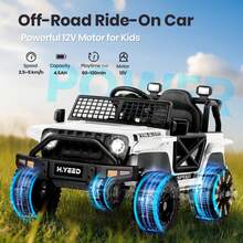 Kids Electric Ride On Car For 3-8, 2 Motors Off Road Truck With 2.4G Remote Control, LED Lights, Music, Horn & Wireless Connection, Battery Powered Ride On Toy For Boys Girls - White - View 6
