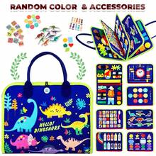 婴儿翻转学习板，感官发展活动板，多功能触觉玩具，可拆卸婴儿忙碌板，拼图学习玩具，培养认知能力 - 彩色 - 查看 15