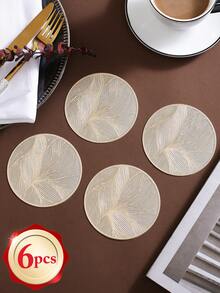 6-24pcs Gold Round PVC Coasters, Waterproof, Washable, Easy To Clean, Wipe, Anti-Slip, Tabletop Drink Coasters For Dining, Holiday, Wedding, Party Decor - Size(3.94in Round) - View 10