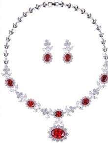 1 Set mit 3 Stücken Luxus Zirkonia Halskette & Ohrringe Schmuckset, Braut Hochzeit Party Verlobung Formale Blumen Dekor Accessoires Geschenk für Frauen