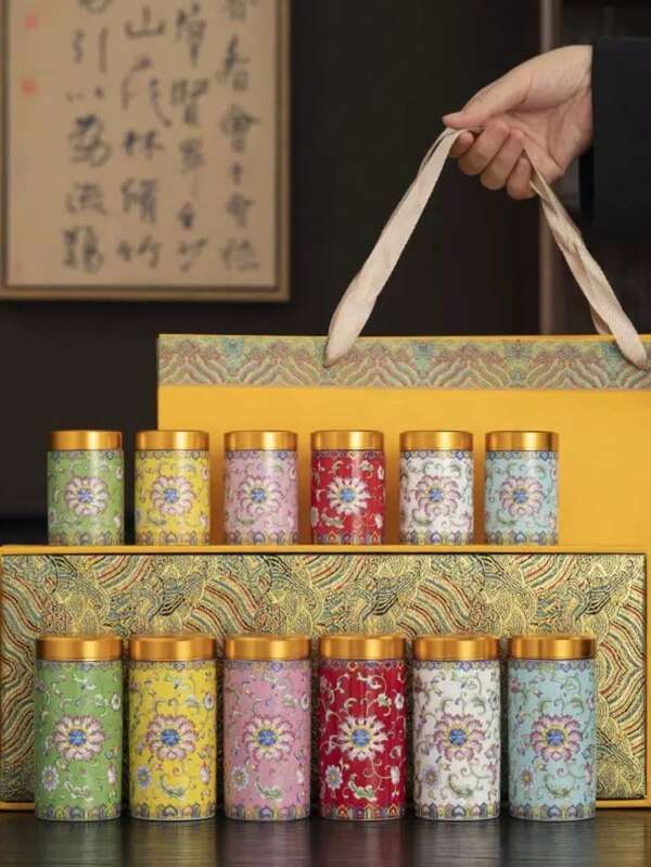 Tarro de cerámica estilo chino, lata vintage tradicional para té, latas para café, decoración del hogar, cocina y comedor