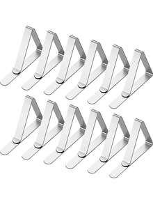 12/24 szt. klipsów do obrusów - wytrzymałe klipsy do stołów piknikowych, zaciski do obrusów ze stali nierdzewnej, uchwyty na obrusy idealne na pikniki w restauracjach, namioty, wesela, przyjęcia z okazji ukończenia szkoły - Szary - Zobacz 8