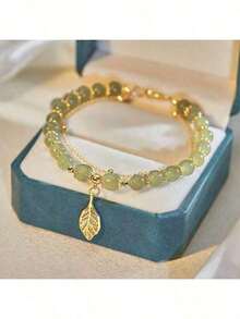 Tanabata Valentine's Day High-Class Sense Of Gift Bracelet Gold Branch Jade Leaf Light Luxury Niche Strings Upscale To Send Girlfriends