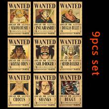 ONE PIECE Zestaw 5-20 sztuk plakatów One Piece Bounty Wanted z papieru pakowego, Anime Gear 5, Luffy, Bóg Słońca, Nika, dekoracja ścienna do salonu w stylu vintage