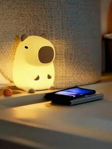 1pc Capybara Silicone Night Light, Battery Powered, Sleep Companion Bedside Lamp, Small Night Light For Children, Cute Night Light For Boys And Girls, Suitable For Room Decoration, Bedroom Decoration, Birthdays, Christmas, Holiday Gifts, Suitable For Indoor Bedroom, Living Room, Office Decoration, Children's Room Decoration, Baby Room Decoration - Warm White Light - View 5