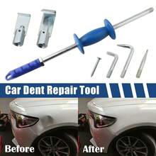 9pcs Automobile Sheet Metal Hammer Set, Made Of Durable Steel And Rubber Material, Car Body Repair Tool;  Practical & Functional Style, Silver With Blue Rubber Grip, Long - Handled And Hammer - Shaped Design, Comes With Multiple Attachments Detail.  Ideal For Effortlessly Removing Hail Dents And Other Minor Dents On Car, Truck Bodies.  Automotive Maintenance Gadget Perfect For Year - Round Use In Garages, Driveways.  Great As A Gift For Car Enthusiasts, Mechanics On Birthdays, Father's Day - 9pc - View 3