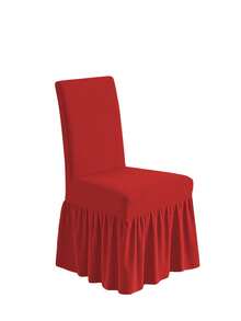 1/2/4件装纯色牛奶丝长裙式椅套，全覆盖，防滑，耐用，可水洗，高弹力，适用于圣诞节、派对、婚礼、宴会、活动、餐饮、庆典等场合。 - 紅色 - 查看 10