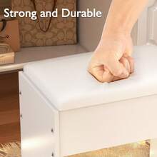 Vanity Chair Dressing Table Stool Makeup Bench Chair Soft Padded Cushion Seat , Suitable For Christmas And Halloween Decorations - White - View 7