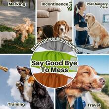 1 件装可洗公狗腹带 + 公狗尿布，优质公狗尿布和狗包巾 - 灰色 - 查看 5