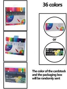 12/24/36/48/60/80/100/120 CÁI Bút lông đôi đầu nhọn & bút lông phác thảo màu nước Bút lông vẽ chuyên nghiệp cho trường học cung cấp cho học sinh văn phòng phẩm - màu đen - Xem 14