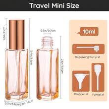 5Pcs 10ML Perfume Travel Refillable Bottle, Mini Leak-Proof Portable Perfume Travel Refillable Dispenser, Glass Perfume Containers With Funnel, Dispensing Pump And Pipette, Travel Bottles Kit For Toiletries Sample Dispenser (Mixed Color/Gradient Blue) - Màu hỗn hợp - Xem 2