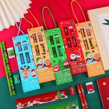 Christmas Gift Box Pencil Set, Handheld Stationery, Christmas Neutral Pen Stationery Set For Students, Cute Christmas Stationery, Stationery Set As Cute Christmas Surprise Gift