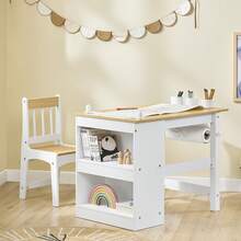 SoBuy KMB60 Children's Table With 1 Chair Children's Seating Group Inside Children's Table Chair Set Painting Table For Children - White+Khaki - View 13