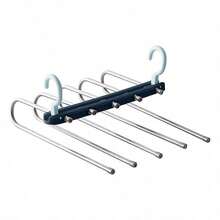 Multifunctional Folding Pants Rack Household Multi-Layer Non-Slip Pants Telescopic Storage Rack Wardrobe Stainless Steel Hanger - Grey - View 5