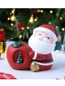 Cute Santa Claus Piggy Bank, Christmas Theme Money Box For Kids, Cartoon - Style Resin Coin Bank, Festive Decoration & Savings Toy - Multicolor - View 2