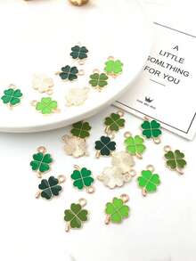5-20pcs Alloy Enamel Lucky Four-Leaf Clover Flower Pendant, Green Four-Leaf Clover Flower Pendant, Multi-Color Four-Leaf Clover Pendant, Suitable For Making Jewelry, Earrings, Necklaces, Bracelets, Anklets, Phone Straps, Keychains, Bag Charms, Ideal For Holiday Gifts, New Year, Christmas, Halloween - Accessories - View 4