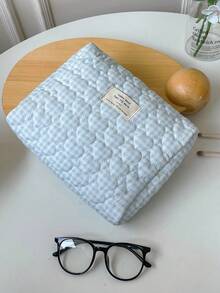 1Pc/Set Gingham Pattern Cute Makeup Bag Set Portable Travel Makeup Bag Cosmetic Bag Cosmetic Organiser Jewelry Organiser Multifunctional Storage Bag For Women Clutch With Zipper Closure For Cosmetics,Brush,Skincare,Mobile Phone,Coin,Small Items Make Up Bag Skincare Bag Home Decor Bridesmaid Gifts Mom Gifts Birthday Gifts Teacher Gifts Gift For Friends Back To School Gifts Travel Essentials Cruise Essentials Dorm Essentials - Blue - View 18