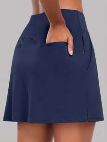 JoyGirl Womens Golf Skorts Skirts With Shorts High Waist Tennis Skirt Hiking Skirts Athletic Skorts With 7 Pockets - 寶蘭色 - 查看 3