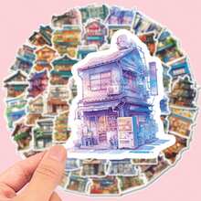 50 matowych naklejek z japońską architekturą, odpowiednich do asymetrycznych etui na telefony, laptopów, butelek na wodę, albumów, pamiętników