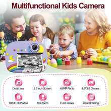 Süße kleine Pony-Formen Sofortbildkamera, 1080P HD Linse Kamera mit Sofortbilddruck, inklusive 5 Rollen Druckpapier und 32GB Speicherkarte, wiederaufladbarer Akku, ideales Geschenk für 3-14 Jahre alte Jungen und Mädchen - Verschiedenfarbig - Übersicht 10