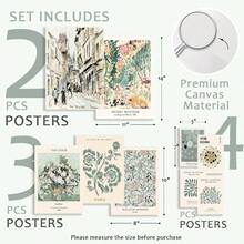 Sage Green Wall Art Prints Eclectic Decor, 9 PCS Sage Green Wall Decor Aesthetic, Green Matisse Wall Art Exhibition Poster Set, Bathroom, Hallway - Unframed