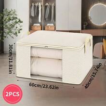 1pc/2pcs Visible Seasonal Clothes & Quilt Storage Bag, Minimalist Non-Woven Fabric Large Capacity Storage Bag, Wardrobe Storage Bag, Multipurpose Organizer Bag, Dust-Proof & Moisture-Proof, Foldable, Durable. Suitable For Home Use - Multicolor - View 13