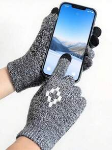 Mănuși tactile tricotate de iarnă pentru bărbați, cu model geometric, elegante și funcționale pentru activități în aer liber, mesaje text, condus - moi, respirabile și perfecte pentru vreme rece de toamnă