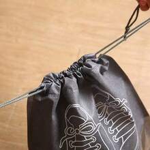 Drawstring Travel Shoe Bags, Large Men's And Women's Shoe Bag Storage Bags, Black, Classic Shoe Bags, Woven Shoes, Storage Bags, Travel Drawstring Shoe Bags, Transparent Clothing Sorting Drawstring Pockets - Grey - View 9
