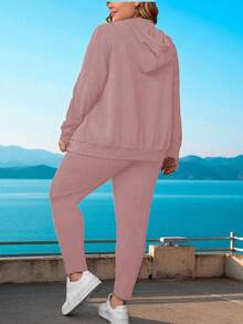 CONJUNTO DE TALLAS CURVY PARA DAMA 2 PIEZAS SUDADERA Y PANTALON AJUSTABLE