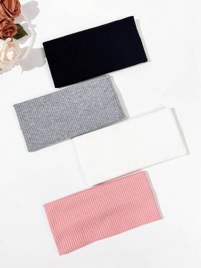 4pcs Women's Fashion Casual Solid Color Knitted Elastic Wide Headbands, Soft & Comfortable Sweat-Absorbent, Suitable For Daily Commute, Fitness, Outdoor Sports, Can Be Matched With Any Occasion Fall Winter Hair Band Hair Accessories For Women For Vacation Outfits Woman Women Bandanas Winter Head Scarf