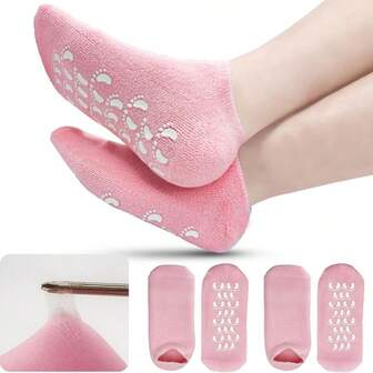 1Pair Silicone Moisturizing Relief Socks, 1 Set Pumice Stone And High Elastic Absorption Pressure Socks Suit, Reusable Aloe Socks, Overnight SPA Sock, Anti-Slip Gel Heel Socks For Women Men Dry Skin Dry Feet Rough Skin, Home Foot Care, Use With Your Favorite Lotions, And Creams, Gift For My Mother, Mother's Day, Multiple Combination Options