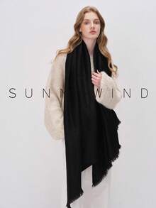 1pc Elegant Solid Color Soft & Skin-Friendly Versatile Scarf - Black - View 8