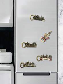 1个3D立体浮雕装饰磁性贴纸，城市地标文化创意金属冰箱贴，独特旅行纪念品 - 彩色 - 查看 2