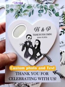 1个磁性开瓶器，婚礼回礼/宾客批量礼品，婚礼批量礼品，宾客婚礼礼品，感谢礼品，开瓶器婚礼回礼，宾客批量礼品，心形婚礼磁铁，婚礼日期磁铁，个性化婚礼回礼，送给他的理想礼物，送给她的理想礼物，女朋友，男朋友，家人，朋友，女士发饰，春季系列，可调节尺寸 - 白色 - 查看 15