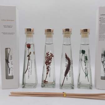 100ml Stylish Reed Diffuser With Embedded Dried Flowers - Perfect Gift For Home Office Aroma Decor.