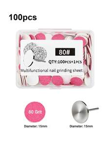 100pcs/Box Colorful Nail File Sanding Discs, Nail Grinding Discs With Bearings, Nail Care Tools, Flat Head Foot Grinding Discs - Multicolor - View 15