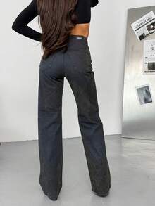 SQUALO Women's Wide Leg Color With Pocket Details Destroyed Retro Washed Street Style Jeans Ripped And Cutout Wide Leg Jeans - Multicolor - View 3