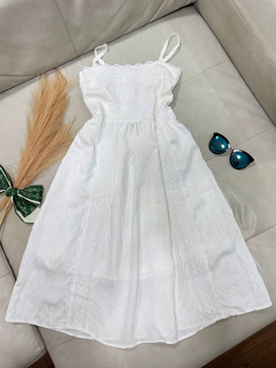 ANJO&M FASHION Short Dresses With Lace, Lined At The Back With Elastic, Size M G Gg Simple - 白色 - 查看 1