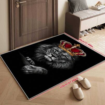 1pc Modern African Savanna Animal Print Living Room Carpet, Wild Lion Print Rug, Sofa Coffee Table Carpet, Soft Home Decor Carpet, Gothic Teenager Bedroom Decor Rug