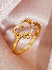 1pc Heart Infinity Ring - Symbol Of Eternal Love And Romance - Unique Gift For Couples, Anniversary, And Everyday Wear
