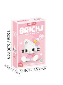 Seturile de blocuri de construcție Sanrio Hello Kitty My Melody Sanrio pot îmbunătăți concentrarea, decorarea camerei cu blocuri de construcție, cadouri de ziua de naștere, seturi de materiale pentru artizanat, model de animale de asamblat, personaje. (Cutie de culori ambalaj aleatoriu) - Multicolor - Vizualizare 4