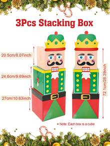 3pcs Christmas Decorations Gift Box, Christmas Stacking Gift Boxes, Merry Christmas Decorations, Diy Walnut Soldiers Packaging Box For Party Decorations, Home Indoor Decor, Christmas Decorations For Home 2025, Christmas Backdrop Decorations, Happy New Year Decorations 2026, Christmas Gifts Party Favors, New Year Gifts