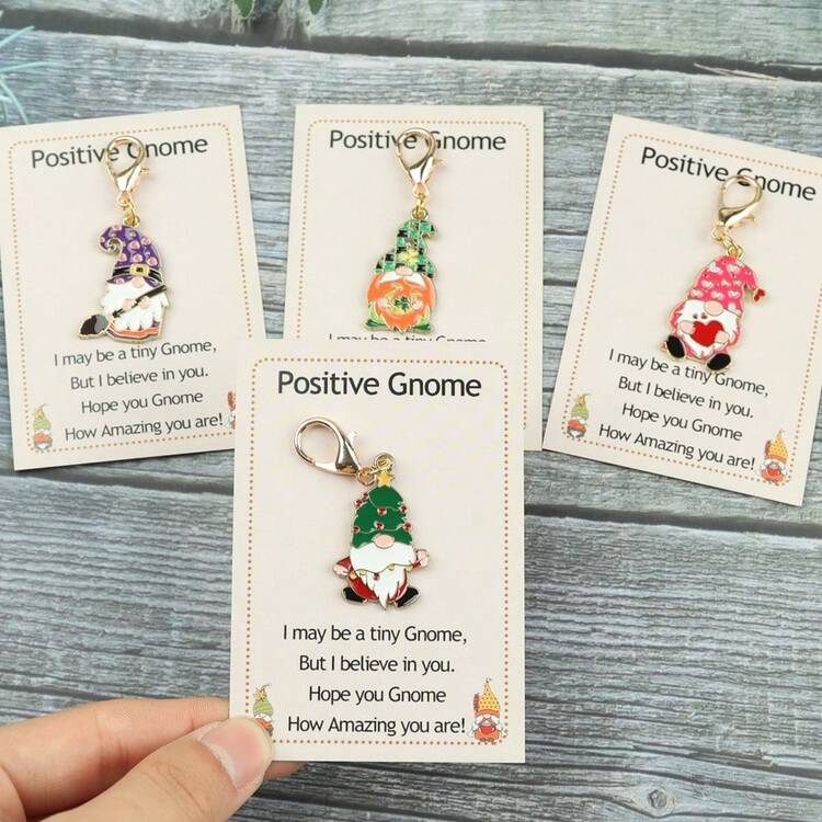 6個セット インスピレーショナルノーム キーチェーン ギフト ウーマン向け - ポジティブな感情的サポートのギフト ウーマン メン フレンズ 同僚 誕生日 かわいい おもしろい 小さなイースターノーム、ティーチャー感謝バッグアクセサリー ランヤード IDホルダー カーアクセサリー バッグチャーム - マルチカラー - 見る 3