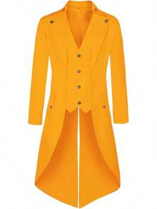Mens Pirate Coat Steampunk Jacket Tailcoat Renaissance Jacket Halloween Hatter Costume - Yellow - View 8