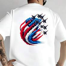 1/2/3PCS Patriotic American Flag Airplane Heat Transfer Template - Red, White, Blue, Fighter Jet And Smoke Trail - Easy Iron-On Application On T-Shirts, Hoodies, Bags, Pillows For Veterans Day, Aviation Enthusiasts - Durable Fabric Decor Gifts, DIY Clothing Decoration, Bold Graphics, Long-Lasting Printing, Apparel Embellishment, Fashionable Customization